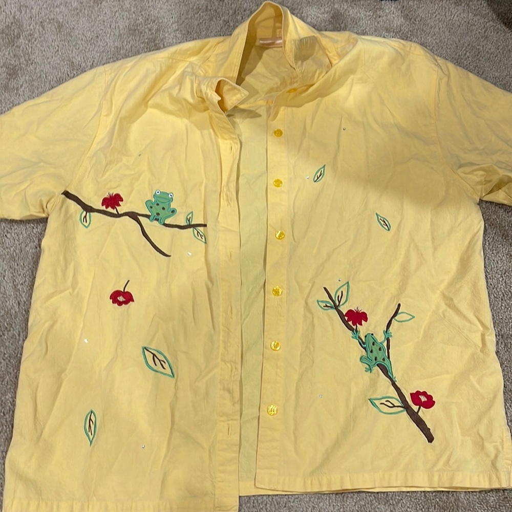 Yellow Frog Button Down